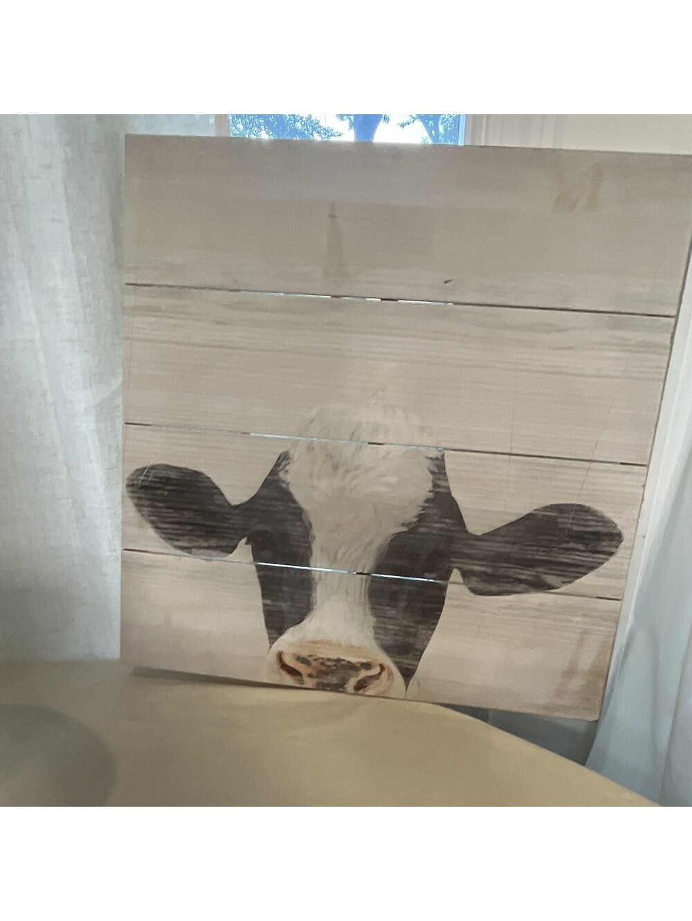 Cow Face Wood Slat Panel Wall Art, Rustic Farmhouse Decor, Ready to Hang